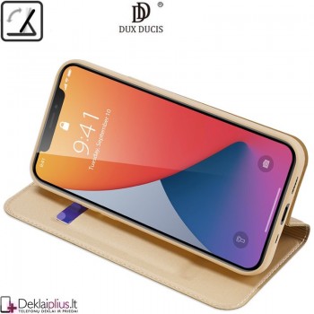 Dux Ducis dirbtinės odos atverčiamas dėklas - auksinės spalvos (Apple Iphone 12 Mini) Dux Ducis dirbtinės odos atverčiamas dėklas - auksinės spalvos (Apple Iphone 12 Mini)